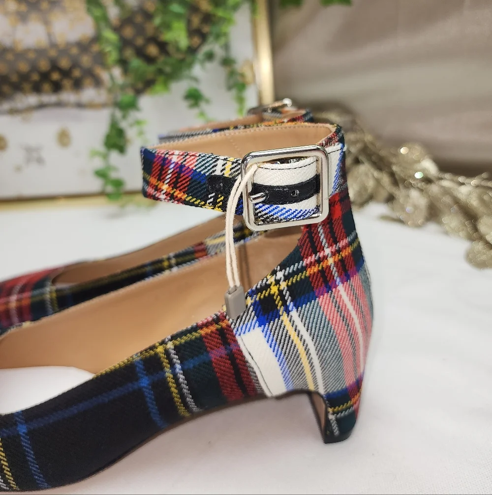 NWB Maison Margiela MM22 6cm Tartan Checked Ankle-Strap Pumps